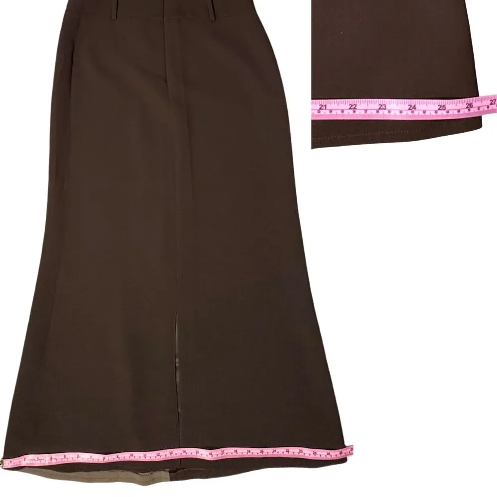 La Gazzetta Long Skirt Womens Lined‎ Zip Slit Belt Loop Sz 8 Brown/Olive Classic